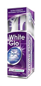 White Glo 2 in 1 with Mouthwash Λευκαντική Οδοντόκρεμα με στοματικό διάλυμα 150g + Οδοντόβουρτσα