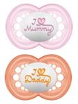 MAM Ορθοδοντική Πιπίλα Σιλικόνης I Love Mummy & Daddy από 6+ μηνών 2 τεμάχια