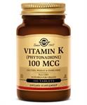 Solgar Vitamin K 100Mcg Tablets (Phytonadione) Συμπλήρωμα Διατροφής για την Πήξη του Αίματος και Υγεία των Οστών