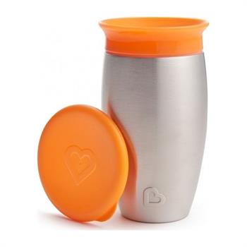 MUNCHKIN Miracle 360° Ανοξείδωτο Κύπελλο Πορτοκαλί Χρώμα, 296ml, 12m+