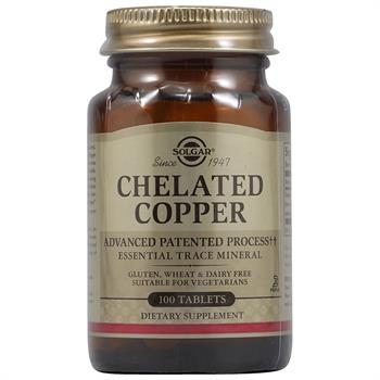 Solgar Chelated Copper 2,5mg, Συμπλήρωμα Χαλκού, 100 Ταμπλέτες