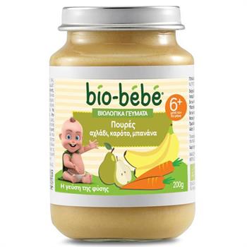 Bio-Bebe Βιολογικά Γεύματα Πουρές Αχλάδι Καρότο & Μπανάνα 6m+ 200gr
