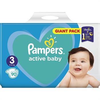 Pampers Active Baby Dry No 3 (6-10kg) Giant Box Πάνες 90τμχ