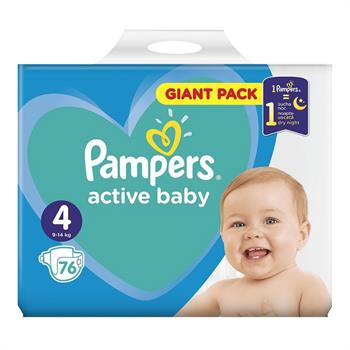 Pampers Active Baby Dry No 4 (9-14kg) Giant Box Πάνες 76τμχ (τιμή ανά πάνα 0,19€)