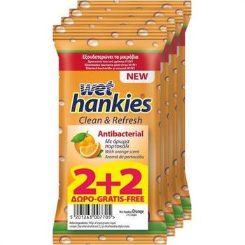 Mega Disposables Wet Hankies Clean + Refresh Antibacterial Orange 2 + 2 Δώρο 60τμχ