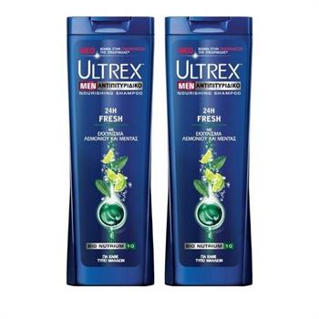 Ultrex Men 24h Fresh Αντιπιτυριδικό Σαμπουάν με Εκχύλισμα Λεμονιού και Μέντας 2 x360 ml