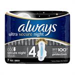 Always Ultra Secure Night Σερβιέτες Υψηλής Απορροφητικότητας, 7 τεμάχια