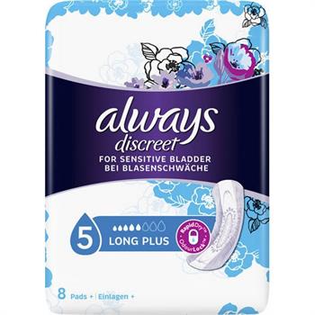 Always Discreet Σερβιέτες Για Ακράτεια Long Plus Size 5, 8 τεμάχια