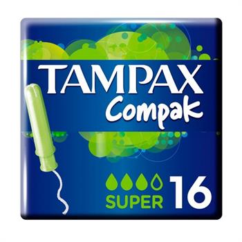 Tampax Compak Super Plus Tampons Ταμπόν με απλικατέρ Υψηλής Απορροφητικότητας, 16 τεμάχια