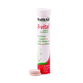 Health Aid B-VITAL Σύμπλεγμα Βιταμινών Β, C + Μετάλλων, με γεύση βερύκοκο 20 eff. tabs