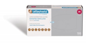 Alfashield Γάντια Latex Ελαφρώς Πουδραρισμένα μη Αποστειρωμένα Medium 100τμχ