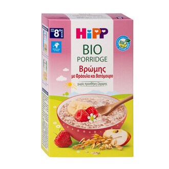 Hipp Bio Porridge Κρέμα Βρώμης με Φράουλα & Βατόμουρο από τον 8ο μήνα 250g
