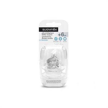 Suavinex 6+m, Θηλή Σιλικόνης Ανατομική, Μέτριας Ροής, 3800147, 2 τεμ.