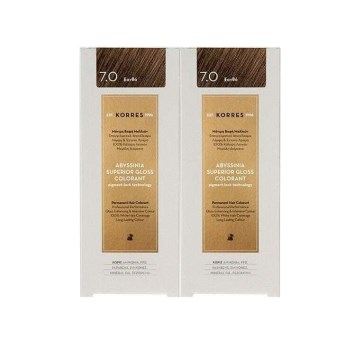 Korres PROMO Abyssinia Superior Gloss Colorant Μόνιμη Βαφή Μαλλιών 7.0 .0 Ξανθό 2x50ml 1+1 ΔΩΡΟ