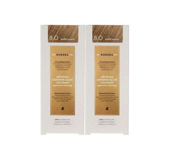 Korres PROMO Abyssinia Superior Gloss Colorant Μόνιμη Βαφή Μαλλιών 8.0 Ξανθό Ανοιχτό 2x50ml 1+1 ΔΩΡΟ
