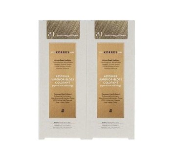 Korres PROMO Abyssinia Superior Gloss Colorant Μόνιμη Βαφή Μαλλιών 8.1 Ξανθό Ανοιχτό Σαντρέ 2x50ml 1+1 ΔΩΡΟ