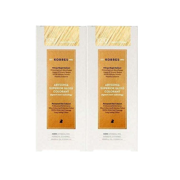 Korres PROMO Abyssinia Superior Gloss Colorant Μόνιμη Βαφή Μαλλιών 12.0 Special Blonde, 2x50ml 1+1 ΔΩΡΟ