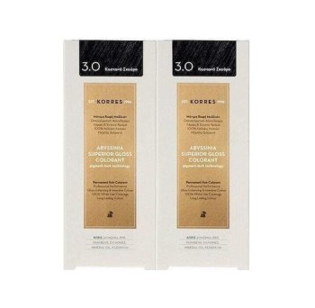Korres PROMO Abyssinia Superior Gloss Colorant Μόνιμη Βαφή Μαλλιών 3.0 Καστανό Σκούρο, 2x50ml 1+1 ΔΩΡΟ