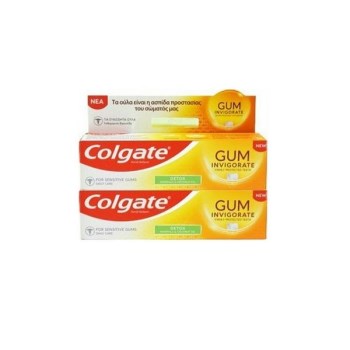 Colgate PROMO 1+1 δωρο Gum Invigorate for Sensitive Gums Οδοντόκρεμα με Μεταλλικά Στοιχεία και Τζίντζερ, 2x75ml