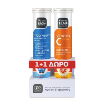 Pharmalead Μαγνήσιο Με Βιταμίνη B6 & Κάλιο 20Αναβρ.Δισκία + Βιταμίνη C 550mg 20 Αναβρ. Δισκία