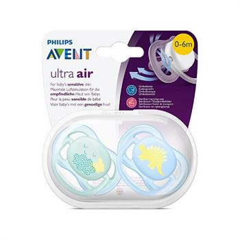 Philips Avent Ultra Air Ορθοδοντική Σιλικόνης 0-6m Γαλάζιο-Πράσινο 2τμχ