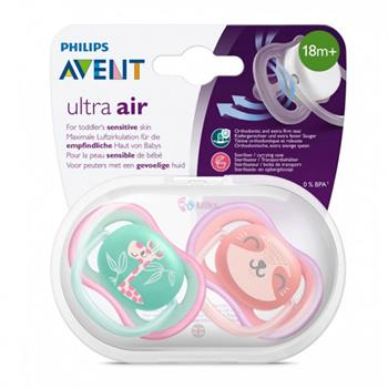 Philips Avent Ultra Air Πιπίλα Σιλικόνης Ροζ-Τιρκουάζ 18m+ 2τμχ