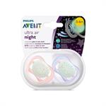Philips Avent Ultra Air Night Oρθοδοντική Πιπίλα Σιλικόνης Ροζ-Μωβ 0-6m 2τμχ