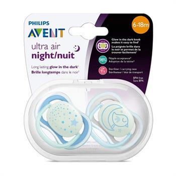 Philips Avent Ultra Air Night 6-18m Ορθοδοντική Πιπίλα Σιλικόνης Μπλε 2τμχ