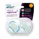 Philips Avent Ultra Air Night 6-18m Ορθοδοντική Πιπίλα Σιλικόνης Μπλε 2τμχ