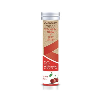 Genecom Terra Vitamin C 1000mg + Zinc με γεύση κεράσι 20 αναβράζοντα δισκία