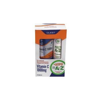 Quest Promo Vitamin C 1000mg Timed Release 60 tabs + Multi A-Z Effervescent Multivitamin 20 Eff.tabs