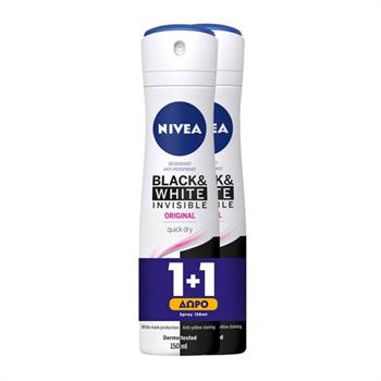 Nivea Invisible For Black + White Clear 48h Spray 2x150ml