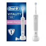 Oral-B Vitality 100 Sensi UltraThin Box Grey-White Επαναφορτιζόμενη Ηλεκτρική Οδοντόβουρτσα