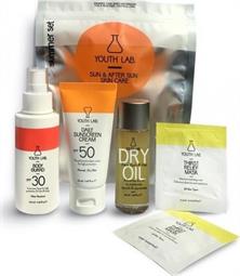 Youth Lab. Sun & After Sun Value Set Body Guard Sunscreen Spray SPF30 200 ml & Daily Sunscreen Cream For All Skin Types SPF50 50 ml & Tan After Sun Soothing & Tan Prolonging 150 ml