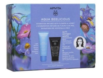 Apivita Promo Aqua Beelicious Κρέμα Ημέρας Ελαφριάς Υφής 40ml & Mini Black Detox Cleansing Gel 50ml + Κορδέλα Μαλλιών για τη Ρουτίνα Ομορφιάς