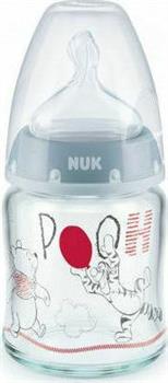 Nuk Disney Winnie First Choice 0-6m Μπιμπερό Γυάλινο με Θηλή Σιλικόνης 120ml - ΓΑΛΑΖΙΟ