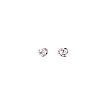 Medisei - Dalee Jewels Earrings Ασημένια Υποαλλεργικά Σκουλαρίκια με Ρόδιο, Καρδιά με Ζιργκόν 1τμχ