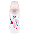 NUK First Choice Plus Μπιμπερό με Δείκτη Ελέγχου Θερμοκρασίας 0-6 m Medium 300ml - ΡΟΖ ΛΟΥΛΟΥΔΙΑ
