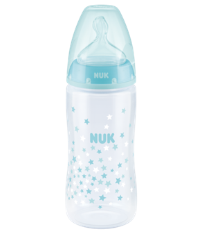 NUK First Choice Plus Μπιμπερό με Δείκτη Ελέγχου Θερμοκρασίας 0-6 m Medium 300ml - ΓΑΛΑΖΙΟ STAR