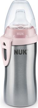 Nuk Active Cup Ανοξείδωτο Παγουράκι με Στόμιο 12m+ 215ml - ΡΟΖ