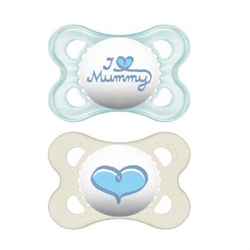 Mam Ι Love Mummy & Daddy Σιλικόνης 2-6m 2τμχ - ΜΠΛΕ