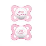 Mam Ι Love Mummy & Daddy Σιλικόνης 2-6m 2τμχ - ΡΟΖ I LOVE MUMMY