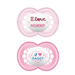 Mam I Love Mummy & Daddy Σιλικόνης 16m+ 2τμχ - ΡΟΖ I LOVE MUMMY