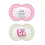 Mam I Love Mummy & Daddy Σιλικόνης 16m+ 2τμχ - ΡΟΖ I LOVE DADDY
