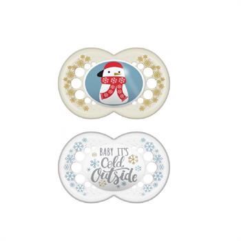 MAM Πιπίλα Σιλικόνης Winterfun 6-16m 2τμχ - ΑΣΠΡΟ ΧΙΟΝΑΝΘΡΩΠΟΣ