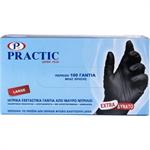 Practic Super Plus Ιατρικά Εξεταστικά Γάντια Νιτριλίου Μαύρα 100τμχ small
