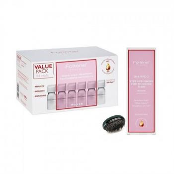 Foltene Women Hair + Scalp Treatment 24x8.3ml + Shampoo 250ml + Brush