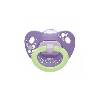 Nuk Happy Nights 0-6m Πιπίλα Σιλικόνης με Θήκη - ΜΩΒ
