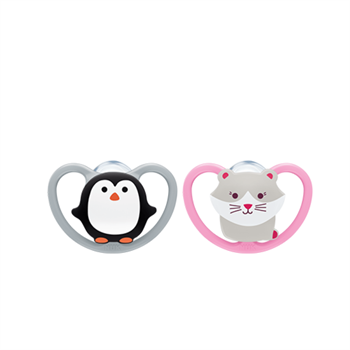 Nuk Animals Space 18-36m Σιλικόνης Limited Edition 2τμχ - ΡΟΖ ΓΑΤΑ
