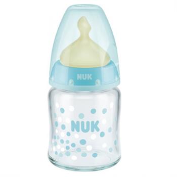 Nuk First Choice Μπιμπερό Γυάλινο Θηλή Καουτσούκ 0-6m 120ml - ΜΠΛΕ